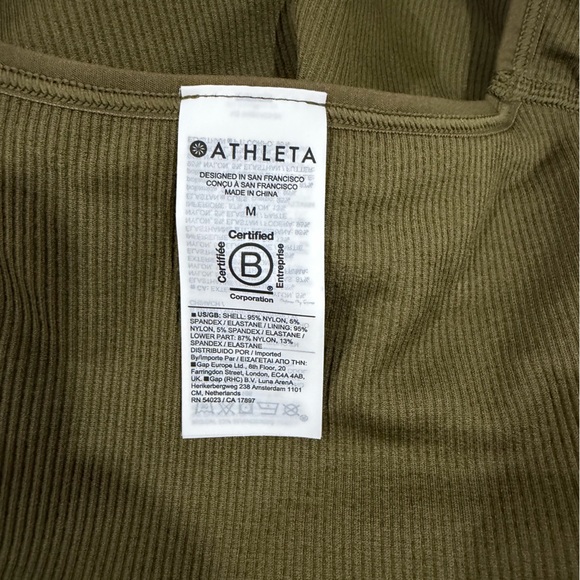 NWT Athleta Aurora Seamless Plunge Olive Ribbed Cropped Rib Tank Sports Bra - Picture 8 of 11